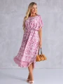 SUKIENKA Midi OVERSIZE Ornament CAROLA - pink