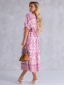 SUKIENKA Midi OVERSIZE Ornament CAROLA - pink