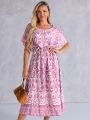 SUKIENKA Midi OVERSIZE Ornament CAROLA - pink