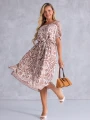 SUKIENKA Midi OVERSIZE Ornament CAROLA - beige