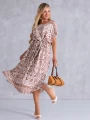 SUKIENKA Midi OVERSIZE Ornament CAROLA - beige
