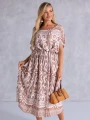 SUKIENKA Midi OVERSIZE Ornament CAROLA - beige