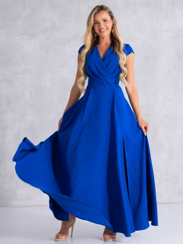 Sukienka gładka maxi Olivia - szafir