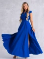 Sukienka gładka maxi Olivia - szafir