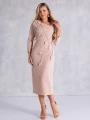 SUKIENKA Ołówkowa MIDI Kwiat LUNELLE - Beige