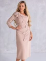 SUKIENKA Ołówkowa MIDI Kwiat LUNELLE - Beige