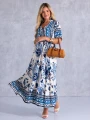 SUKIENKA Maxi KWIATY Wiązanie EVAN-THE - Blue