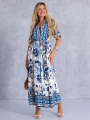 SUKIENKA Maxi KWIATY Wiązanie EVAN-THE - Blue
