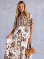 SUKIENKA Maxi KWIATY Wiązanie EVAN-THE - Brown
