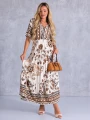 SUKIENKA Maxi KWIATY Wiązanie EVAN-THE - Brown