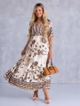 SUKIENKA Maxi KWIATY Wiązanie EVAN-THE - Brown