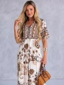 SUKIENKA Maxi KWIATY Wiązanie EVAN-THE - Brown