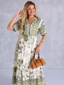 SUKIENKA Maxi KWIATY Wiązanie EVAN-THE - Olive