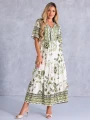 SUKIENKA Maxi KWIATY Wiązanie EVAN-THE - Olive