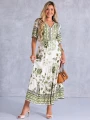 SUKIENKA Maxi KWIATY Wiązanie EVAN-THE - Olive