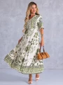 SUKIENKA Maxi KWIATY Wiązanie EVAN-THE - Olive