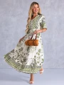SUKIENKA Maxi KWIATY Wiązanie EVAN-THE - Olive
