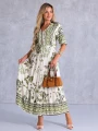 SUKIENKA Maxi KWIATY Wiązanie EVAN-THE - Olive