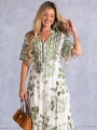 SUKIENKA Maxi KWIATY Wiązanie EVAN-THE - Olive