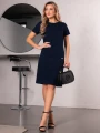 Sukienka prosta lniana AMALIA - granat