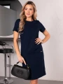 Sukienka prosta lniana AMALIA - granat