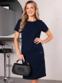 Sukienka prosta lniana AMALIA - granat