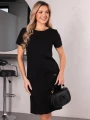 Sukienka prosta lniana AMALIA - czarny