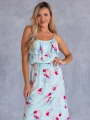 SUKIENKA Maxi FALBANKI Kwiaty GOA - Baby blue