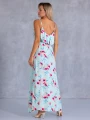 SUKIENKA Maxi FALBANKI Kwiaty GOA - Baby blue