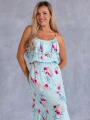 SUKIENKA Maxi FALBANKI Kwiaty GOA - Baby blue