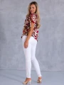 BLUZKA Wiązane Rękawki LIŚCIE MEGAN - Czerwony
