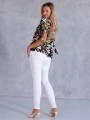 BLUZKA Wiązane Rękawki LIŚCIE MEGAN - Czarny