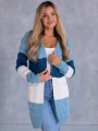 KARDIGAN Kieszenie PASY Prążek COR-DELIA - Blue