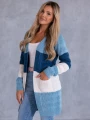 KARDIGAN Kieszenie PASY Prążek COR-DELIA - Blue