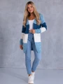 KARDIGAN Kieszenie PASY Prążek COR-DELIA - Blue