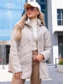 KURTKA Pikowana FALE Troczki LIGIA - Ecru