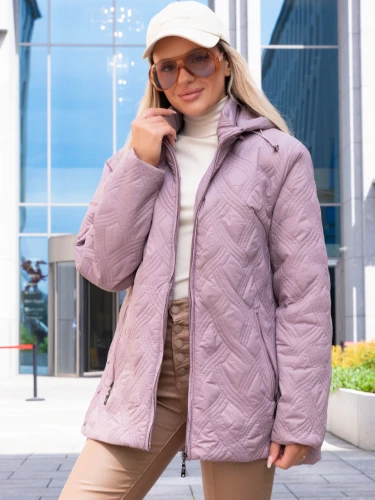 Pikowana KURTKA Rozpinane Boki ASTRA - Blush