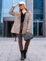 KURTKA Pikowana PEPITKA Pasy AIVA - Beige