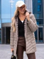 KURTKA Pikowana PEPITKA Pasy AIVA - Beige