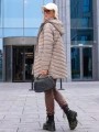 KURTKA Pikowana PEPITKA Pasy AIVA - Beige