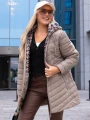 KURTKA Pikowana PEPITKA Pasy AIVA - Beige