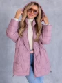 KURTKA Pikowana ZYGZAKI Ściągacze ESENIA - Blush