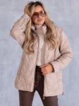 KURTKA Pikowana ZYGZAKI Ściągacze ESENIA - Beige