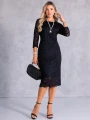 SUKIENKA Midi KORONKA Elegancka TEO-FILA - Czarny