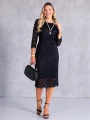 SUKIENKA Midi KORONKA Elegancka TEO-FILA - Czarny