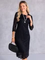 SUKIENKA Midi KORONKA Elegancka TEO-FILA - Czarny