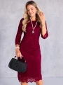 SUKIENKA Midi KORONKA Elegancka TEO-FILA - Bordo