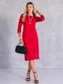 SUKIENKA Midi KORONKA Elegancka TEO-FILA - Czerwień