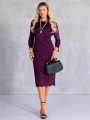 SUKIENKA Midi KORONKA Elegancka TEO-FILA - Śliwka