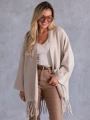 KARDIGAN Oversize z frędzlami IDA - beige